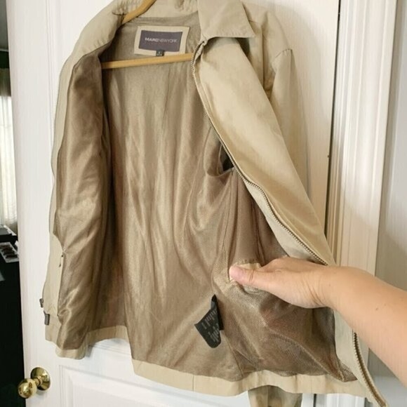 Andrew Marc Men's Full Zip Lightweight Casual Summer Zip Khaki Jacket - Picture 7 of 11